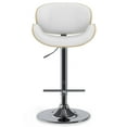 thumbnail image 4 of Simpli Home Marana Bentwood Adjustable Swivel Bar Stool In White Vegan Faux Leather, 4 of 11