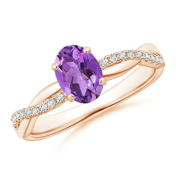 Solitaire Oval 1 Ctw Amethyst Gemstone 925 Sterling Silver Rose Plated Women Love Engagement Ring Jewelry