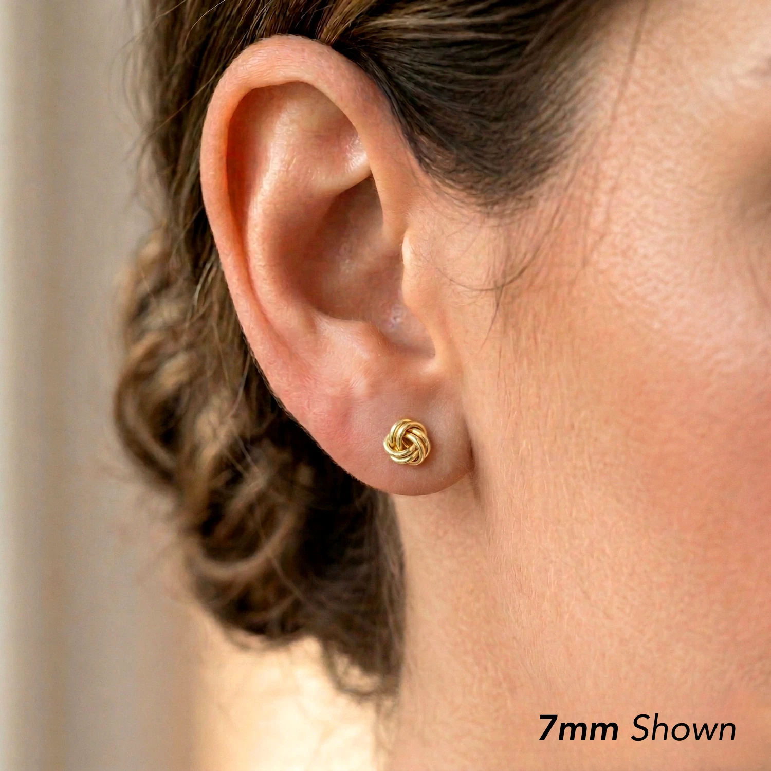 Tilo Jewelry 14K Yellow Gold Classic Polished love Knot Stud Post Earrings with Secure Screw-Backs | 7MM | Women & Unisex