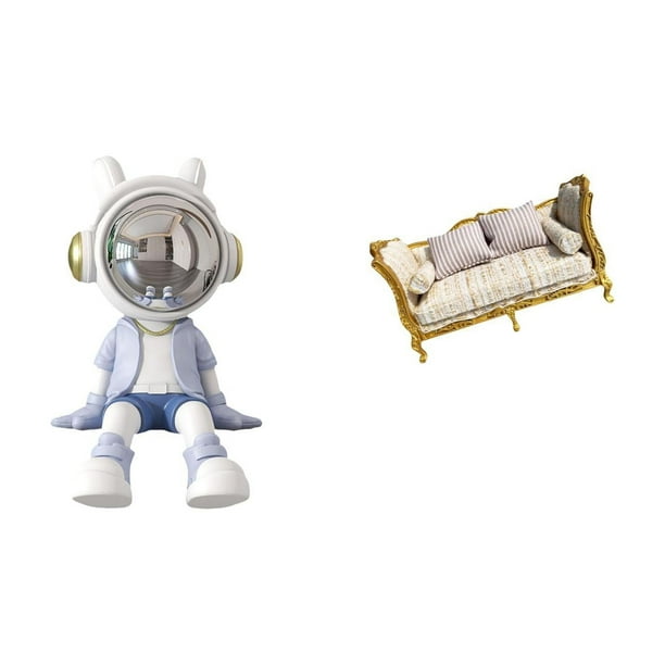 Figura de escritorio,Estante con estatua de astronauta para decoración de oficina y hogar,Figura decorativa de escritorio de resina para decoración del hogar,sofá de casa de muñecas,Muebles
