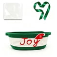 thumbnail image 2 of Christmas Baskets for Gifts Empty to Fill-- Cotton Rope Storage Basket with Handle, 11" × 5" Embroidered Joy Storage Bin, for Gift Hamper Tabletop & Holiday Xmas Home Decor, 2 of 7