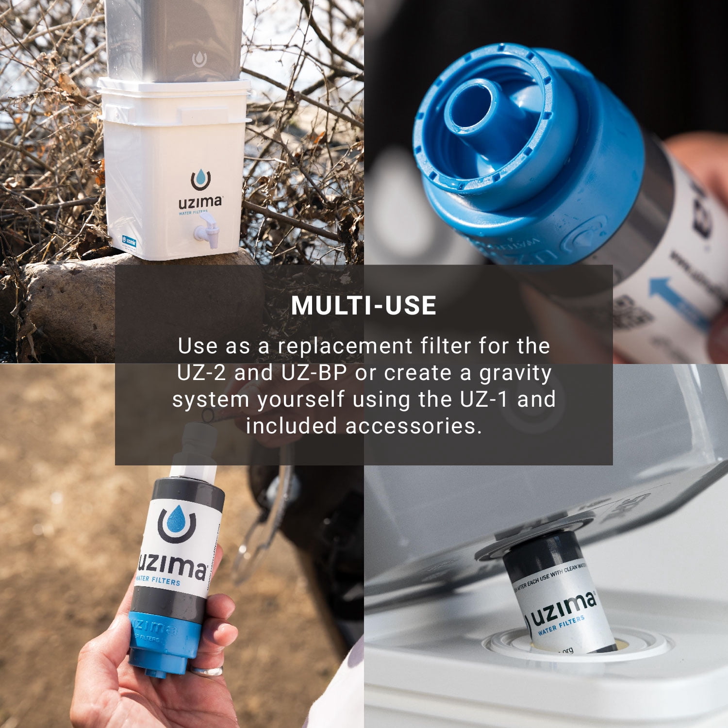 Uzima UZ-1 Cartridge Replacement for UZ-2 Gravity Water Filtration System - Portable Water Filter