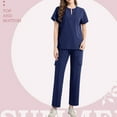 thumbnail image 2 of MLQIDK Scrubs for Women Set Clearance Plus Size Scrub Set Stretchy V Neck Scrub Pants and Tops Medical Scrub Sets Nursing Top with Pockets Navy L, 2 of 5
