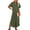 Army Green, variant on Plus Size Loose Dress Semi Formal Casual V-Neck Maxi Dress Loose Short Sleeve Long Dress Khaki 2X