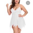thumbnail image 1 of Ropa de dormir sexy para mujer T-thongs Malla Vestido de encaje floral Ropa de dormir, Blanco, 5XL Yuarrent XX000049-03, 1 of 7