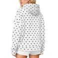 thumbnail image 3 of vigerkar Women Polka Dot Hoodie Oversized Hooded Sweatshirt Long Sleeve Drop Shoulder Graphic Print Hoodies with Pocket (White, L), 3 of 5