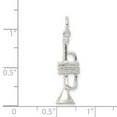 thumbnail image 3 of 925 Sterling Silver Solid Polished Trumpet Charm 25x8mm Wide Pendant Necklace for Women - 1.7 Grams, 3 of 4