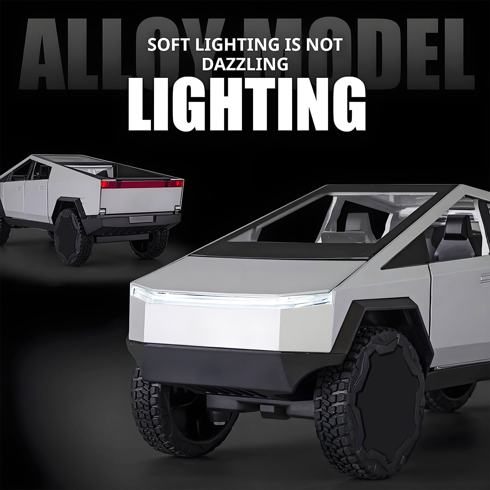 Anmyjuly Toy Trucks Model Pickup Motorcycle Silver Alloy 1/24 Diecast Vehicles with Sound and Light