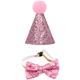 thumbnail image 1 of Conjunto de sombrero de jazz para fiesta de mascotas navideñas y pajarita brillante, conjunto de collar separable, para gatitos, cachorros, perros pequeños y gatos, 1 of 5