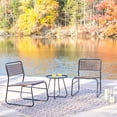 thumbnail image 4 of Freja 3-Piece Mid-Century Modern Faux Rattan Conversation Outdoor Patio Set, Black/Brown, 4 of 6