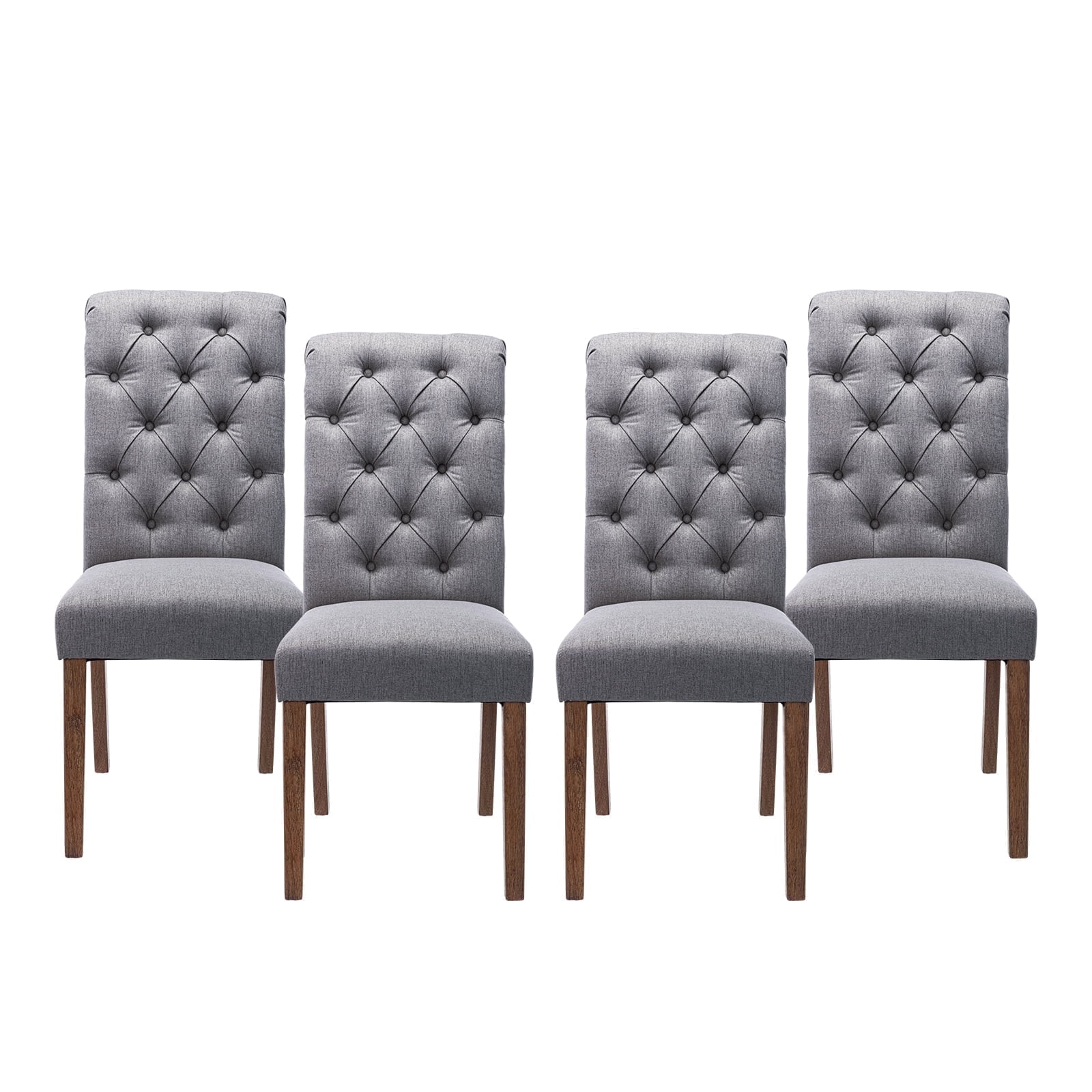 Upholstered Parsons Dining Chairs Set of 4, Button Tufted Kitchen Side Chair for Dining Room, Grey