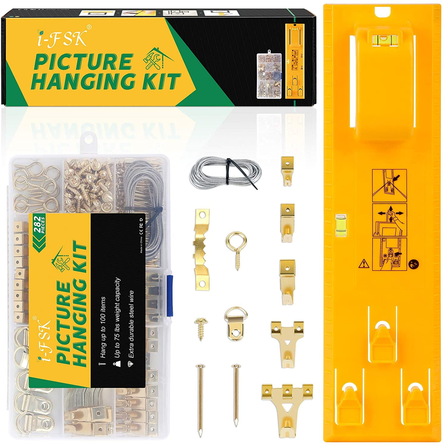 Picture Hanging Tool, Picture Frame Hanger Tool with Level Ruler