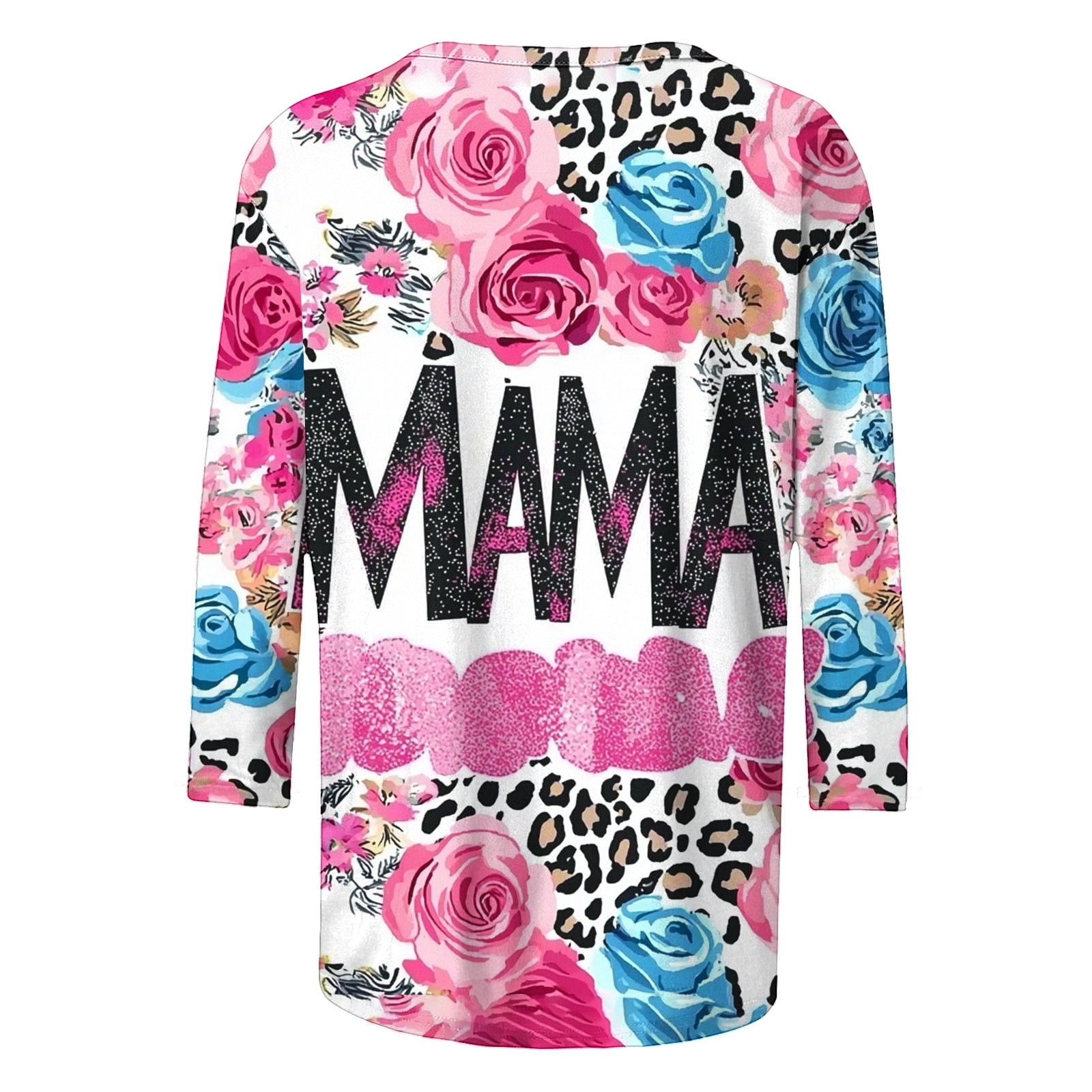 PXLKNZH Womens 3/4 Sleeve Mama T Shirt,Women's Casual 3/4 Sleeve