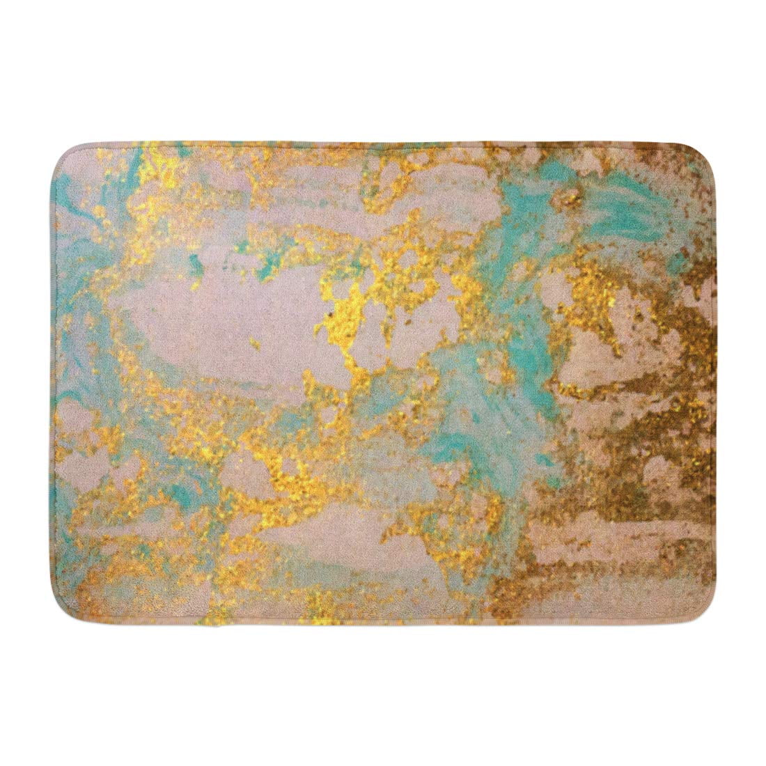GODPOK Stain White Marble Blue and Gold Abstract Marbled Watercolor