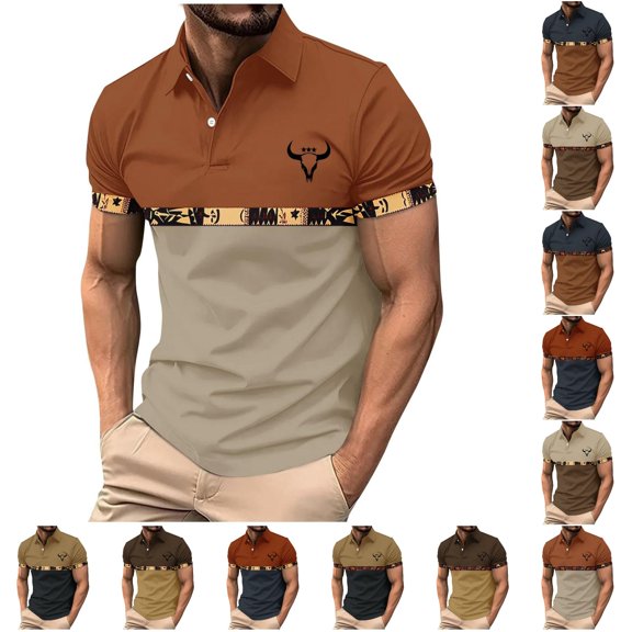 LIIPEE Western Cowboy Graphic Polo Shirt For Men Short Sleeve Tennis Collar Shirts Male Comfortable Breathable Summer Polos,XXXXL