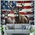thumbnail image 4 of BCIIG Deer American Flag Snow-Covered Forest Tapestry Wall Hanging Unique Style Home Wall Decor Art for Living Room Bedroom Apartment Farmhouse Dorm 60x50inch, 4 of 6