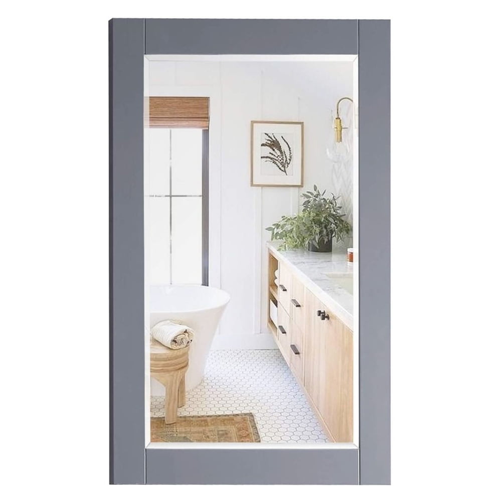 Kepooman F&R 24" X 35" Bathroom Vanity Mirror for Home, Solid Wood Framed Mirrors for Wall, Gray Kepooman F&R 24" X 35" Bathroom Vanity Mirror for Home, Solid Wood Framed Mirrors for Wall, Gray