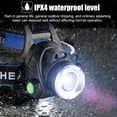 thumbnail image 3 of Linterna frontal, lámpara de cabeza LED recargable por USB, linterna frontal impermeable T6 con 4 modos y diadema ajustable, perfecta para acampar, caminar, cazar Ormromra  WMZL-1529, 3 of 7