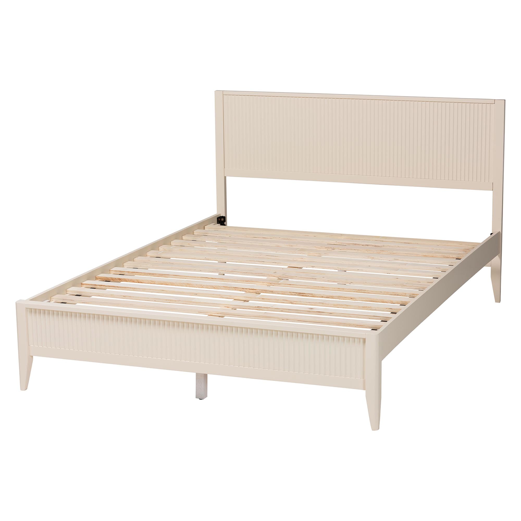 Baxton Studio Primrose Mid-Century Platform Bed, Queen, Ivory