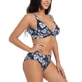 thumbnail image 2 of Daiia White Leaves Women's Bikini Set Two Piece Swimsuit High Waisted Bikini Adjustable Straps Bikini Perfect for Beach, Pool, and Summer Vacation-Small, 2 of 9
