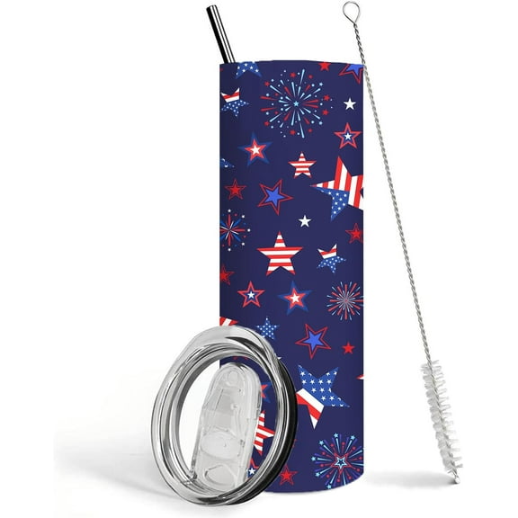 4th of July tumbler American Flag Gifts -20 oz Patriotic Vacuum Insulated Stainless Steel Travel Tumblers,Patriotic Military Gifts For Veterans, Police, Fathers Day, 4th of July