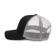 Outdoor Cap Blank Trucker Hat – Low Profile Structured Cotton Baseball Cap with Mesh Back, Adjustable Snapback, One Size, Black/White