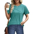 thumbnail image 4 of UVN Blouses for Women Summer Short Sleeve Shirts Casual Crew Neck Pleated Tunic Tops, 4 of 10