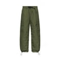 thumbnail image 4 of Letdown Ski Pants Unisex Pull Over -Lined Cargo Snow Pants Straight Leg Pants Elastic Waist Snow Sports Cargo Pants with Pockets for Adult (#04-Green,M, 4 of 5