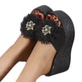 thumbnail image 3 of Womens Fashion Wedges Open Toe Knot Beach Shoes Roman Slippers Sandals Women Boots with Heels Or Wedges Women's Shoes Wedges Navy Blue, 3 of 8
