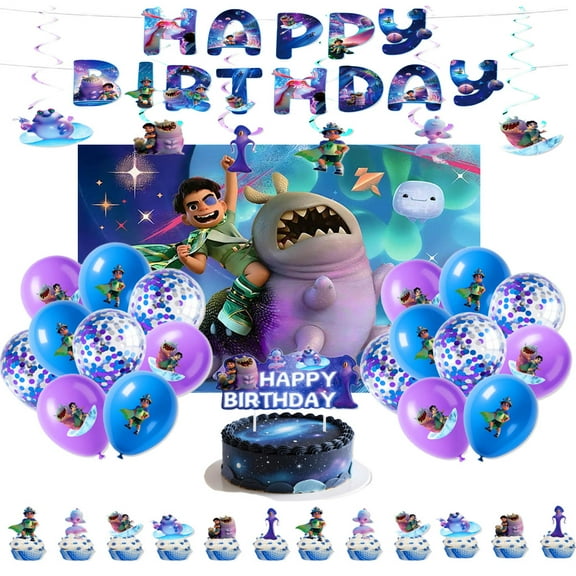 Elio cartoon theme birthday party supplies decorations include birthday banners, backdrops, balloons, cake inserts, suitable for children's parties