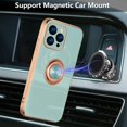 thumbnail image 3 of Electroplated Magnetic Ring Holder Case, 360 Degree with Rotation Metal Finger Ring Holder Magnet Car Holder Soft Silicone Shockproof Cover for iPhone 13 Pro Max 6.7 inch - Mint Green, 3 of 16