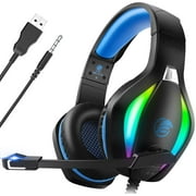 Pacrate Gaming Headset for PS4 PS5 Xbox One PC Laptop, Headphones with Microphone Stereo Sound, Gaming Headphones with Led Light, Headset with Mic, Noise Cancelling Headphones