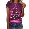 thumbnail image 2 of VKOYWKM Women's Christmas T Shirts Merry Christmas Tree Print Short Sleeve T-Shirts Crew Neck Loose Fit Christmas Party Tops, 2 of 5
