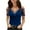 Blue, variant on EQWLJWE Women V-neck Tops Women Casual V-neck Hot Drilling Cold Shoulder Net Yarn Short Sleeve Solid T-Shirt Tops Summer Tops For Women 2023