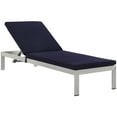 thumbnail image 3 of Modway Shore Chaise with Cushions Outdoor Patio Aluminum Set of 4 in Silver Navy, 3 of 6