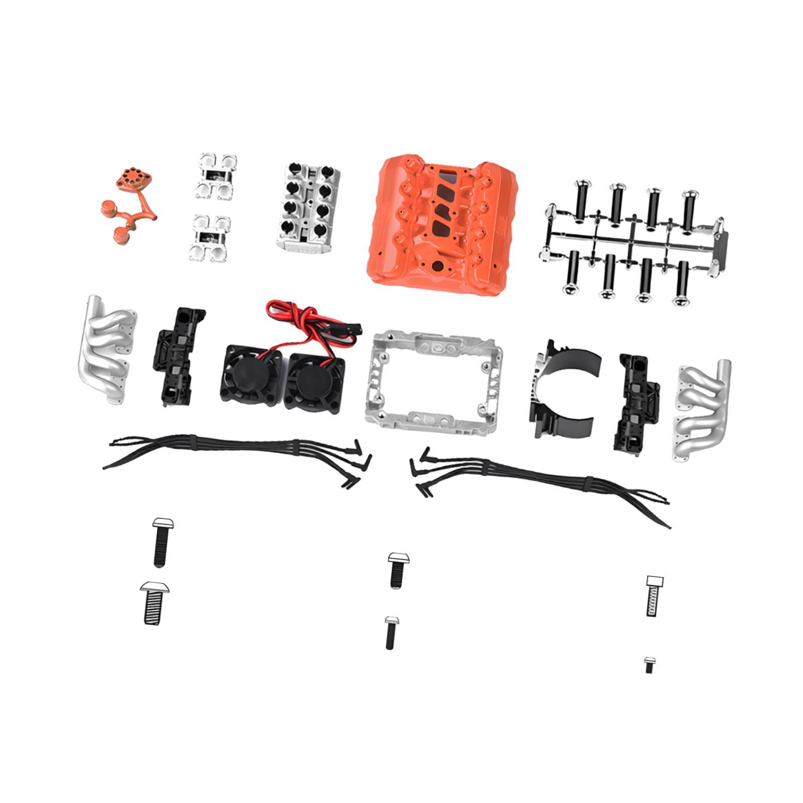 LeeQinersw RC Car Djv8 Simulate Engine Fans Radiator Accessories for 1/10 Scale Model Premium Quick Installation Pare Parts Professional orange