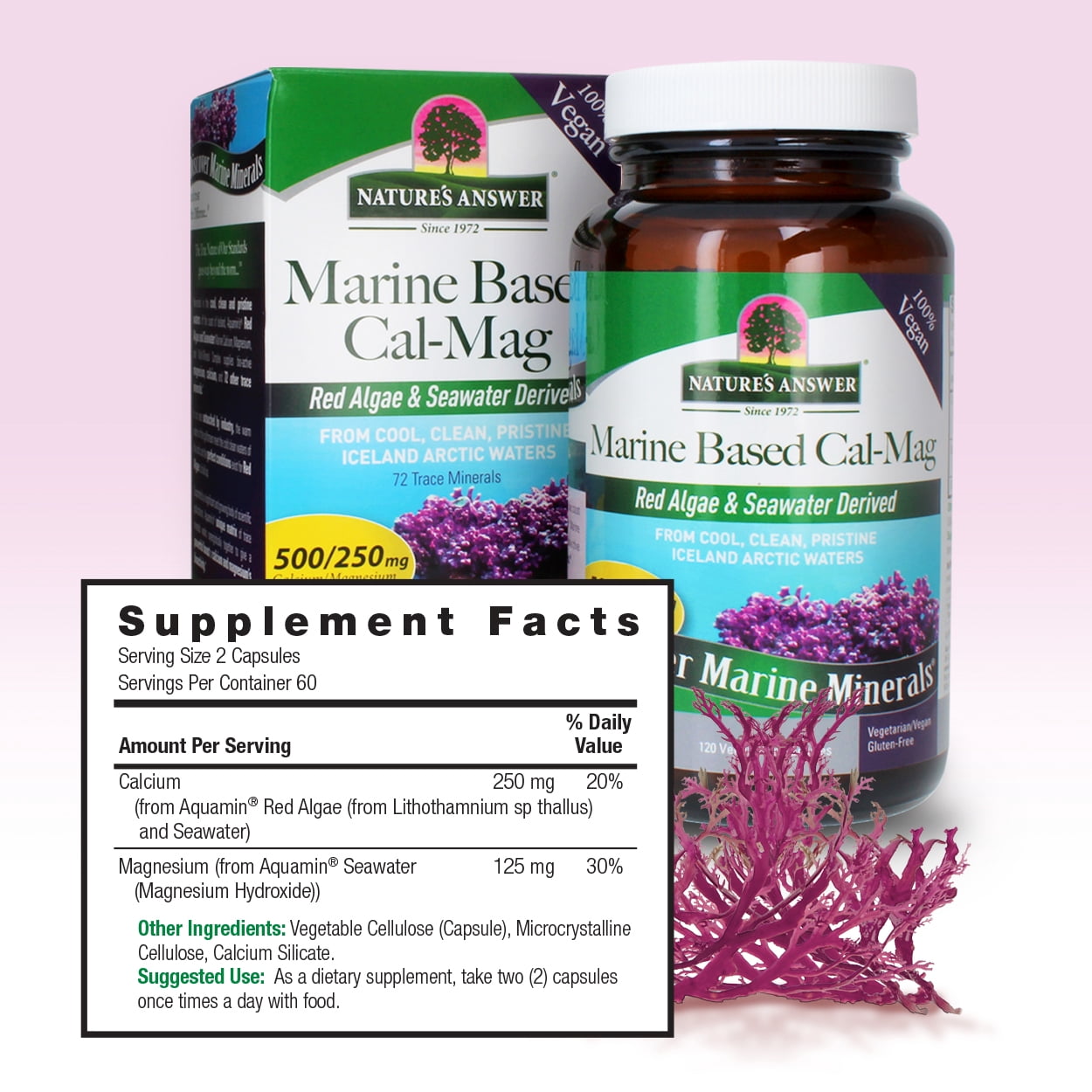 Nature’s Answer Marine Based CAL/MAG 500/250, Calcium/Magnesium, 120 V-caps