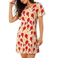 thumbnail image 2 of Rateoe Table Tennis Rackets 1 Print Women’s Nightdress – Cozy Cotton Short-sleeved Sleep Shirt, Loose-Fit Sleepwear, Perfect for Relaxing and Sleeping, 2 of 6