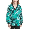 thumbnail image 1 of Calvin Klein Womens Abstract Shell Blouse, green, XS, 1 of 1