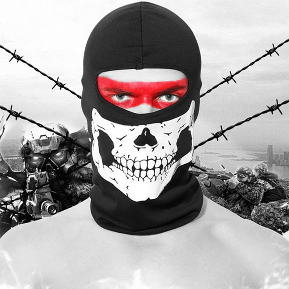 Ghost Skull Balaclava Ski Mask, Cycling Motorcycle UV Protector Full Face Mask Scarf, Summer Cooling Neck Hood Hat for Men Women
