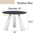 thumbnail image 4 of Dining Tables 42" Luxury Sintered Stone Table: 0.45" Durable Top + 6" Steel Legs,350lb Capacity, Stain/Heat-Resistant Black Veined Surface - Modern Minimalist DesignW1512S00111,Modern Dining Tables, 4 of 21