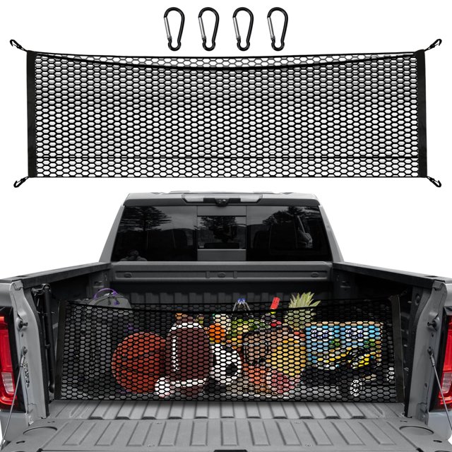 Red de carga para camioneta, red de carga para camioneta, red premium para organizadores y almacenamiento de maletero, red de carga de malla para maletero para Chevrolet Silverado FT150 GMC