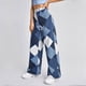 thumbnail image 5 of WILLBEST Pantalones Mujer Pantalones Vaqueros Holgados de Mezclilla para Mujer Con Bolsillo Con Cremallera, Pantalones Casuales Estampados, Pantalones Elásticos Cómodos para Uso Diario Grande, 5 of 6
