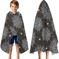 thumbnail image 3 of Spider Web and Spiders Halloween Pattern Hooded Bath Towel，60"x35" for Ages 3 To 12 Kids, Quick Dry Lightweight Soft Microfiber Hood Beach Towel Cover Up for Kids, 3 of 7