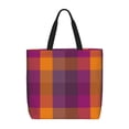 thumbnail image 1 of Fotbe Purple Yellow Buffalo Plaid Bolsa Tote con Estampado para Mujer, Bolsos con Cremallera, Bolsa de Hombro Casual de Gran Capacidad con Bolsillos Internos, 1 of 7