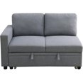 thumbnail image 5 of Sackcloth 6-Pieces Pull Out Sleeper Sofa Bed with Storage Chaise, L-Shape Sectional Couch Bed with Back Cushion for Living Room,Apartment,Office - Dark Grey, 5 of 15