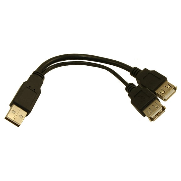 6inch USB 2.0 Male to Dual Female (1 Power, 1 Data/Powr) Y-Cable