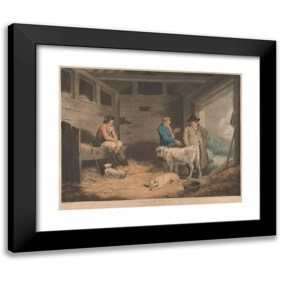 George Morland 14x12 Black Modern Framed Museum Art Print Titled - The Hard Bargain (1803)