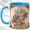 Blue, variant on Cowgirl Owl Coffee Mug, Western Floral Mug, Ceramic 11 oz