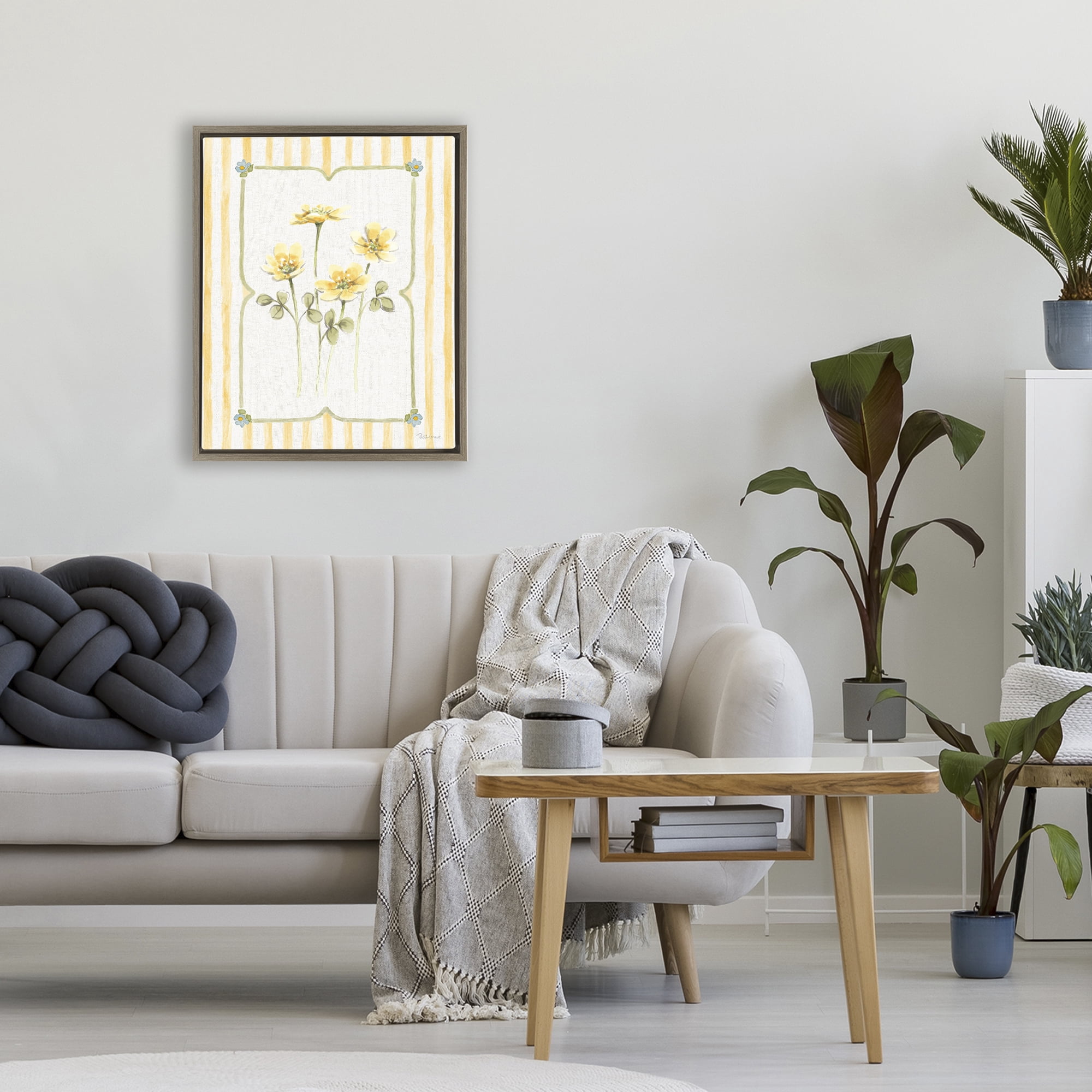Stupell Industries Sweet Honey Florals Brown Framed Floater Canvas Wall Art, design by Beth Grove